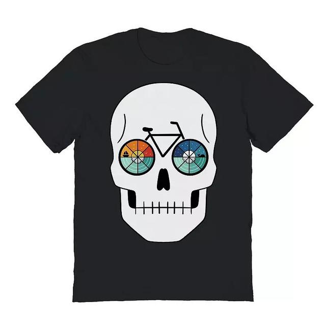 Mens Skull and Bicycle Halloween Graphic Tee Product Image