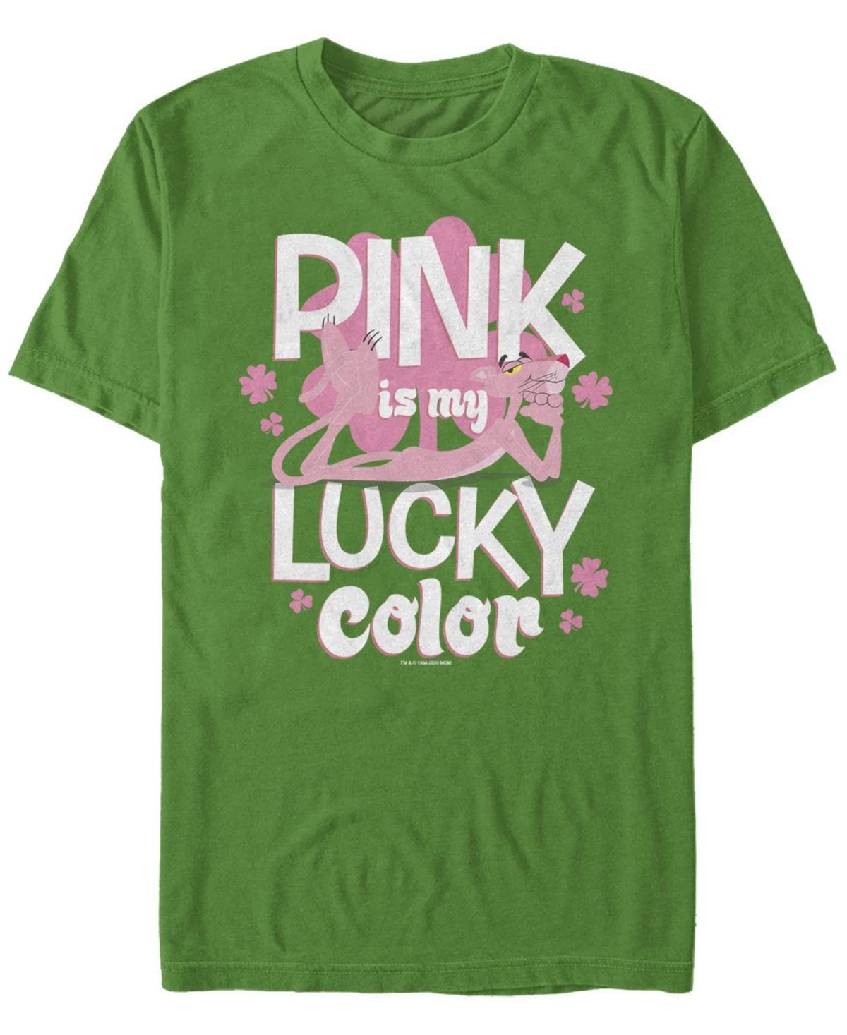 Mens The Pink Panther Pink Is My Lucky Color Tee Med Green Product Image