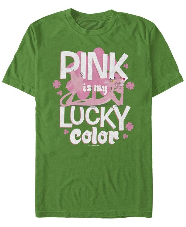 Mens The Pink Panther Pink Is My Lucky Color Tee Med Green Product Image