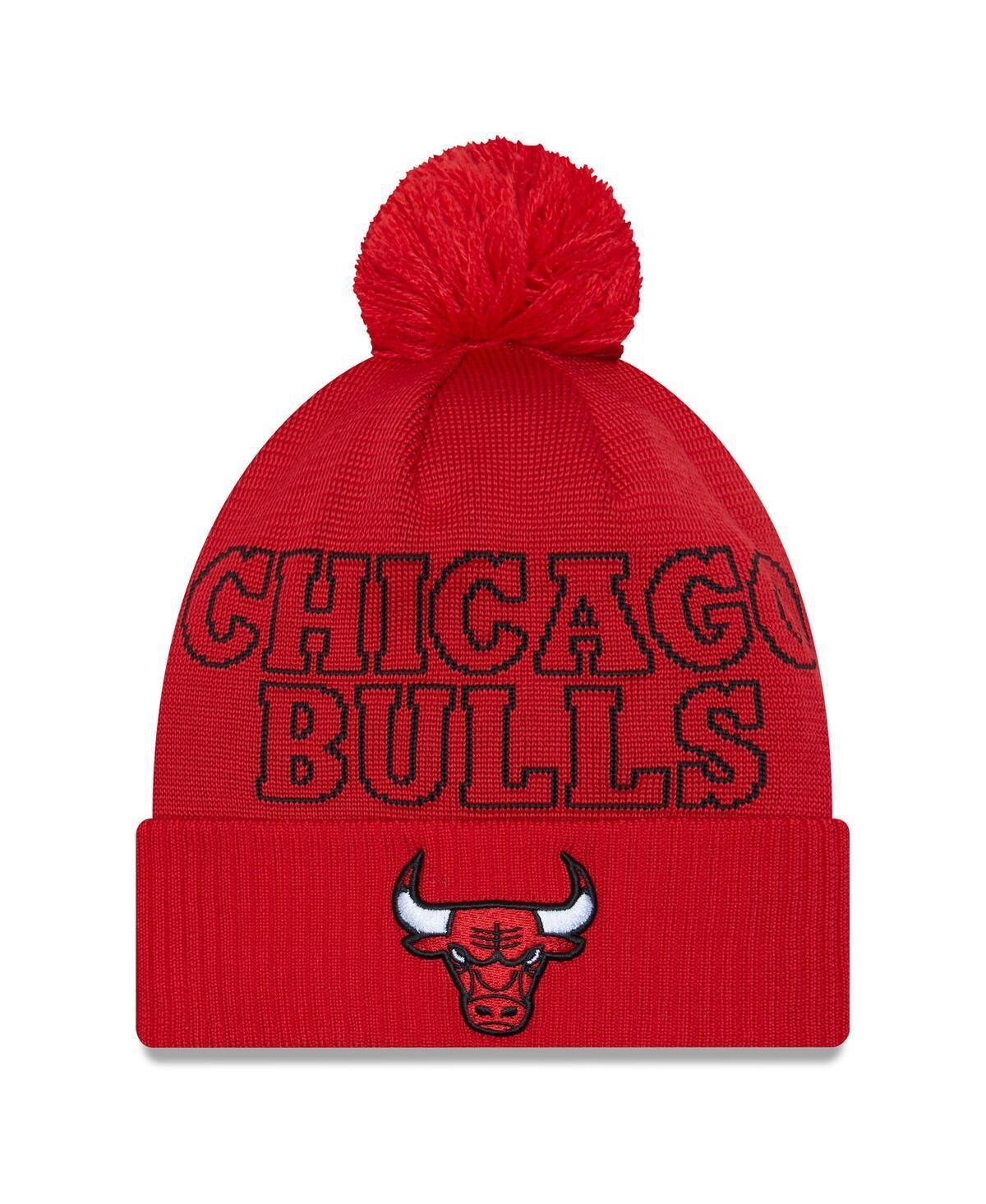 Mens New Era Red Chicago Bulls 2023 Nba Draft Cuffed Knit Hat with Pom Product Image