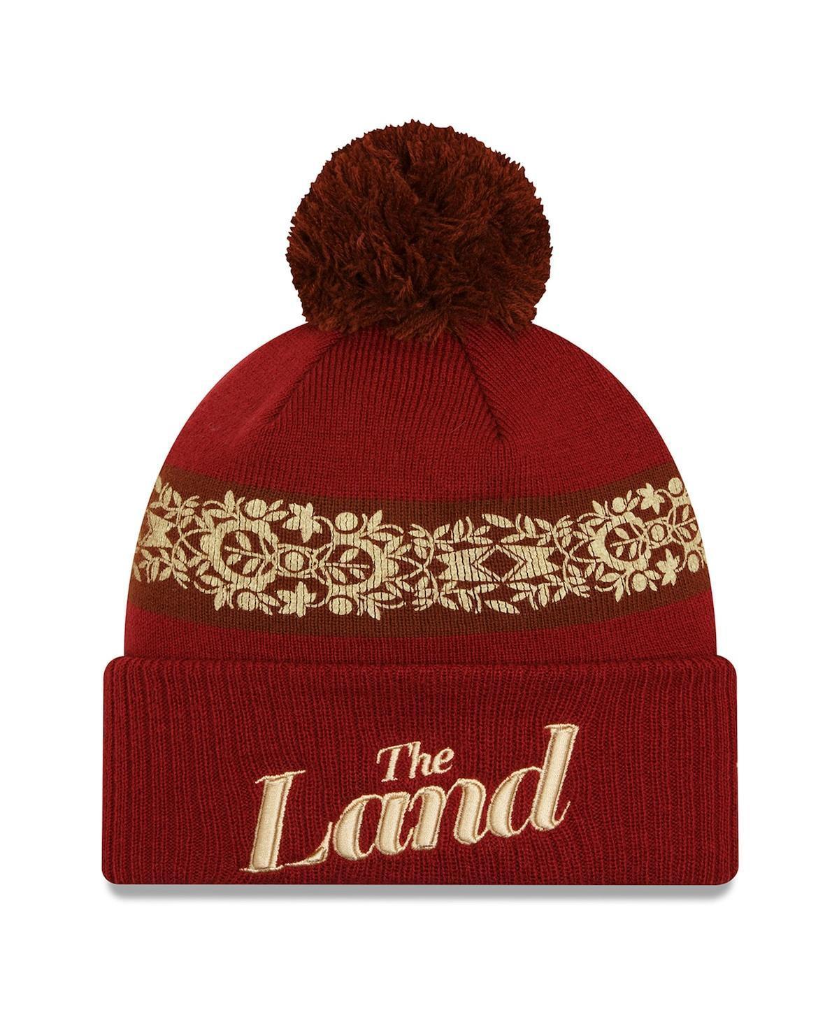 Mens New Era Wine Cleveland Cavaliers 2023/24 City Edition Cuffed Pom Knit Hat Product Image