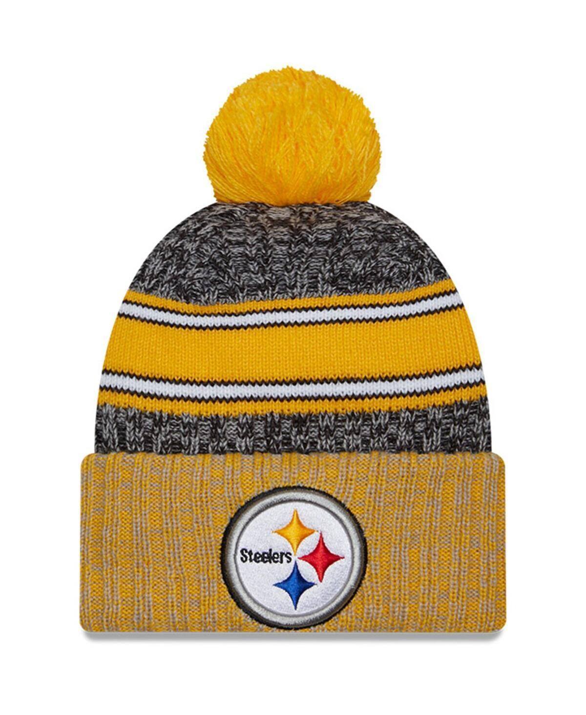 Mens New Era Black Pittsburgh Steelers 2023 Sideline Sport Cuffed Pom Knit Hat - Black Product Image