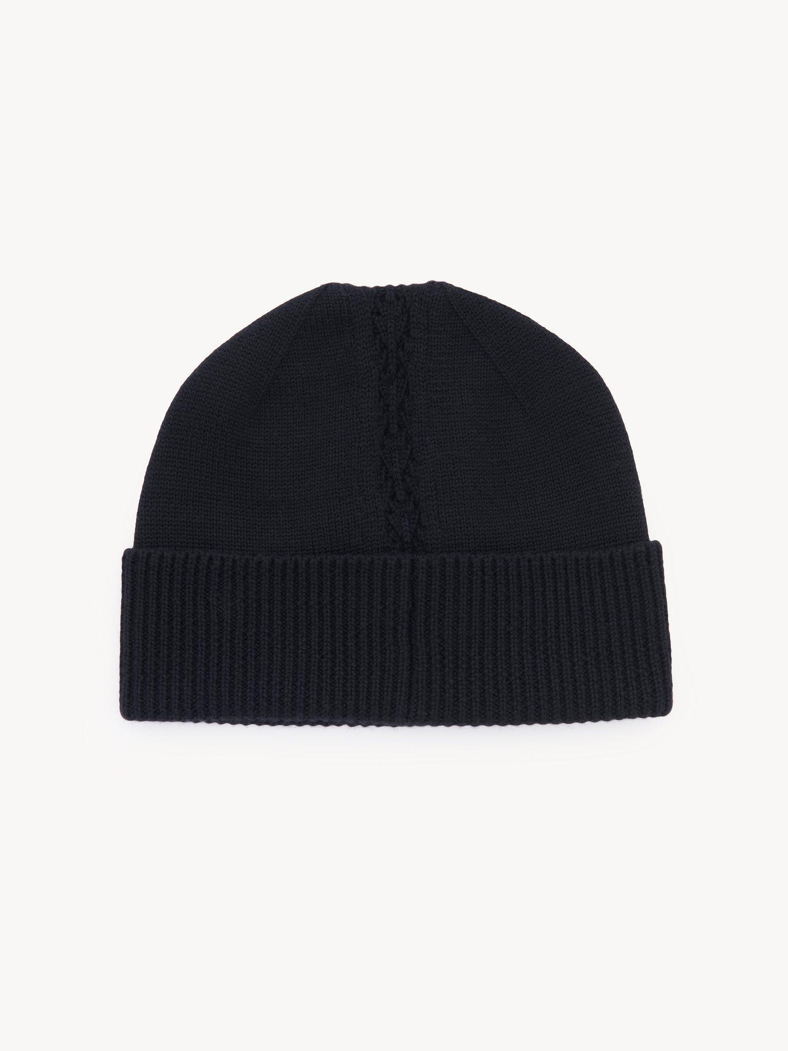 The Chloé Lace Knit beanie in wool & lace jacquard Product Image