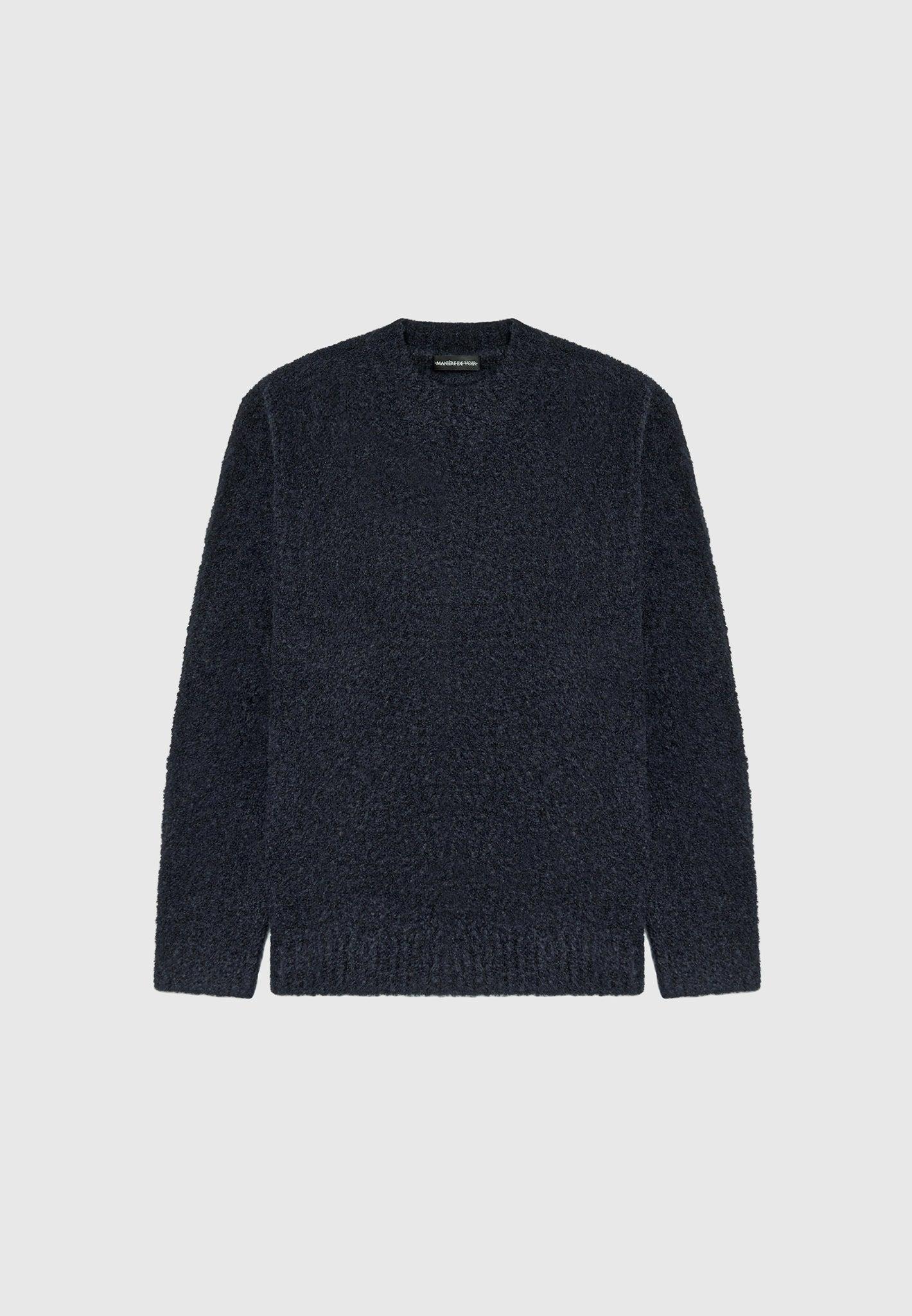 Boucle Knit Jumper - Navy Male Product Image