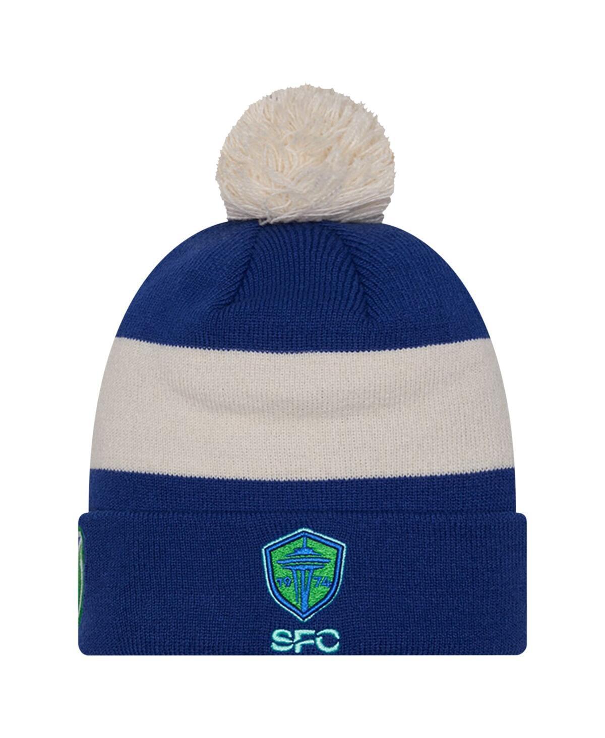 Mens New Era Seattle Sounders FC 2024 Kick Off Collection Cuffed Knit Hat with Pom Product Image