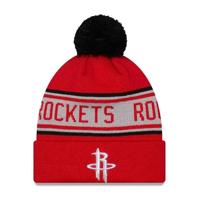 Mens New Era Houston Rockets Repeat Cuffed Knit Hat with Pom Product Image