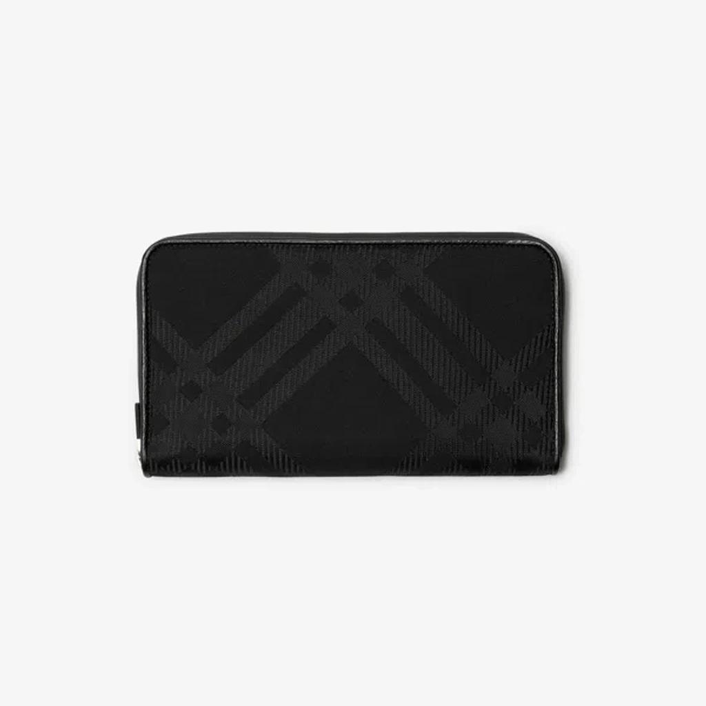 Check Jacquard Zip-around Wallet In Black Product Image