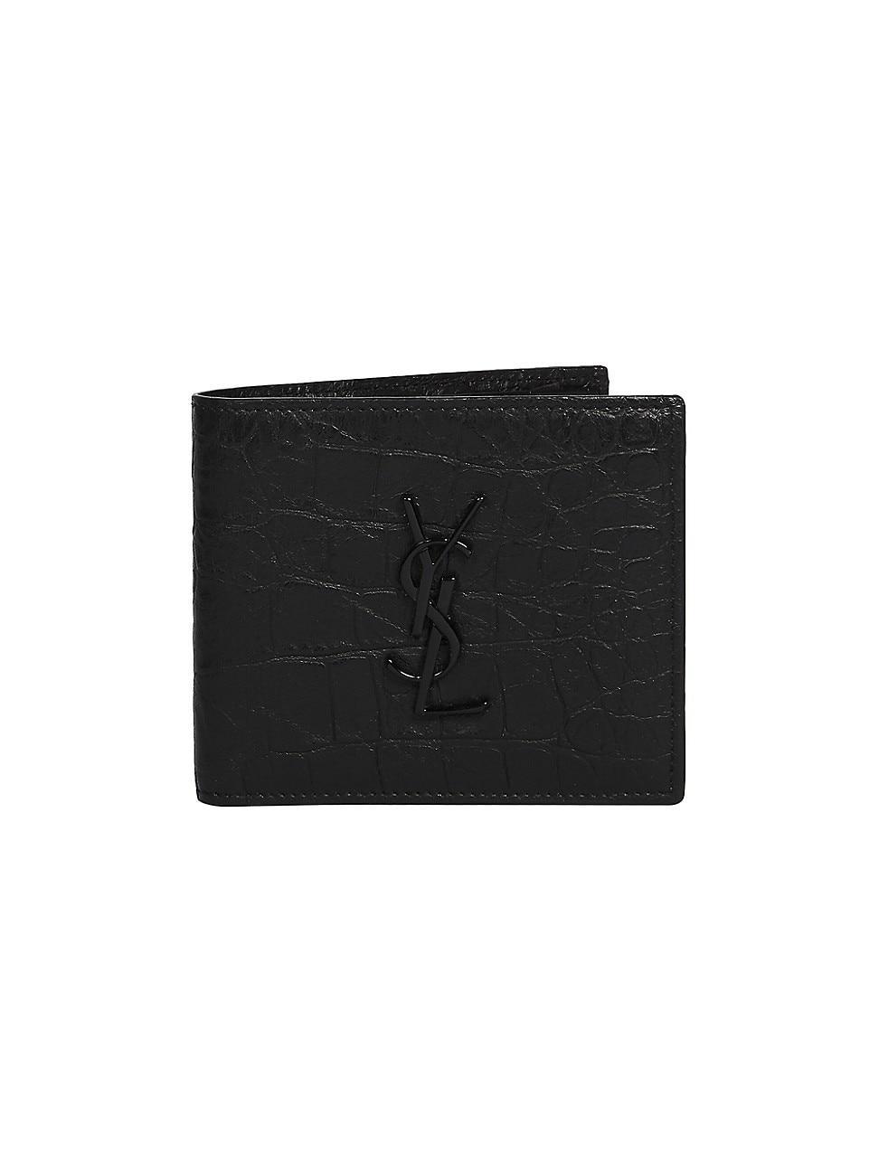 Mens Croc-Embossed Monogram Leather Wallet Product Image