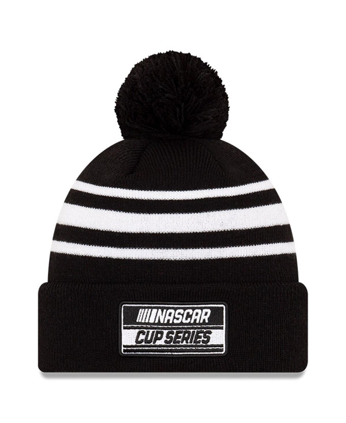 Mens New Era Black Nascar Cup Series Cuffed Pom Knit Beanie - Black Product Image