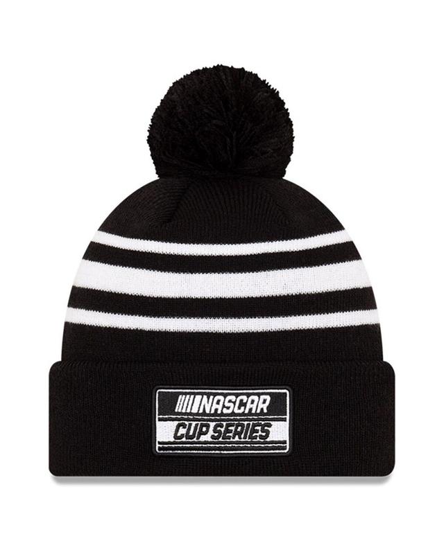 Mens New Era Black Nascar Cup Series Cuffed Pom Knit Beanie - Black Product Image