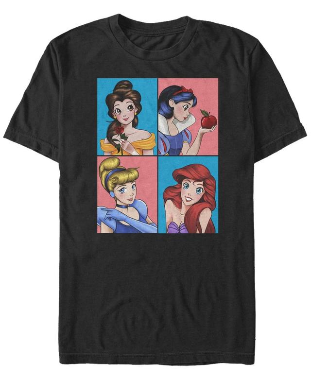 Mens Disney Princess Portrait Panel Group Shot Tee Black Product Image