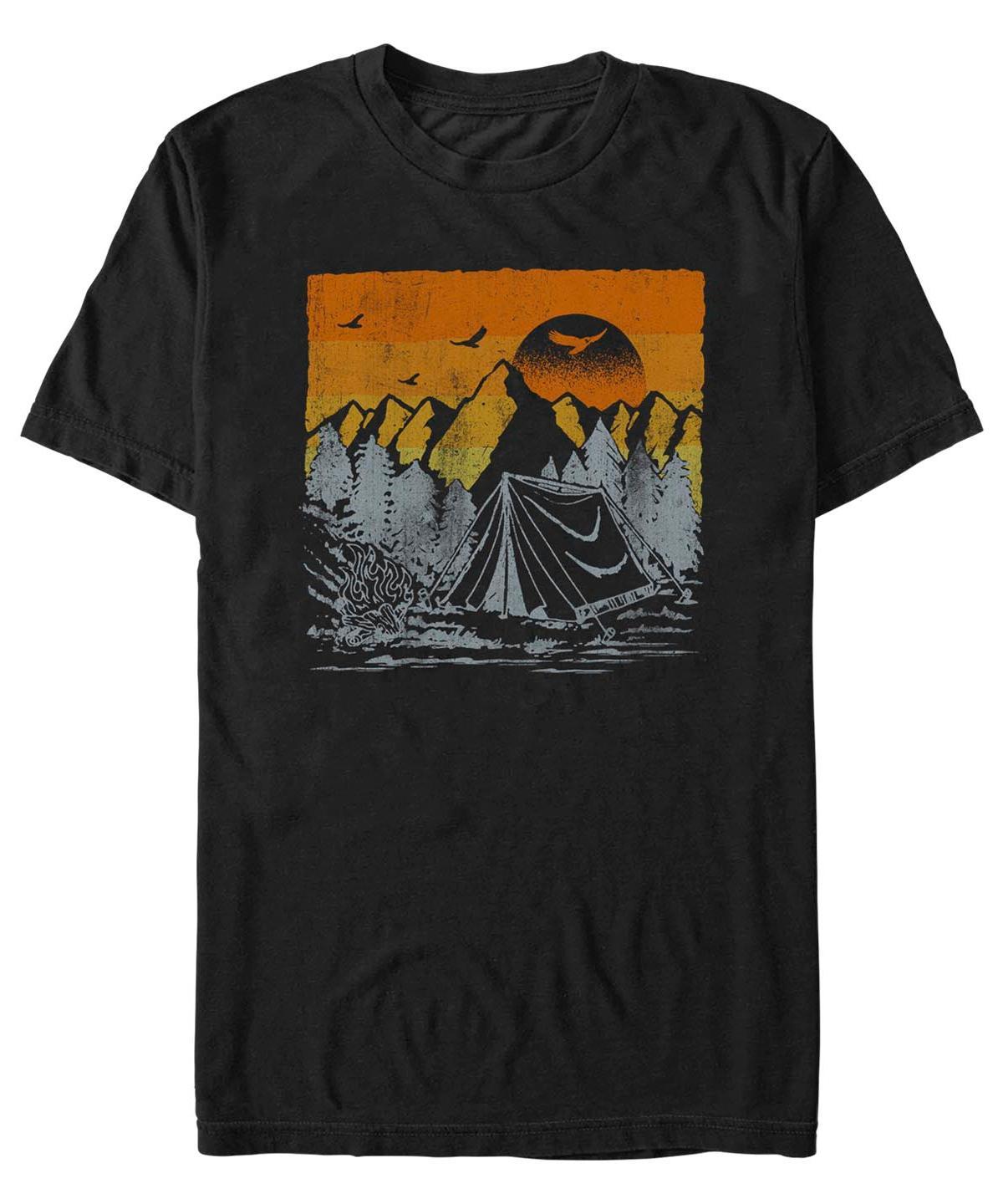 Mens Camping Woods Mountains Sunrise Birds Graphic Tee Product Image