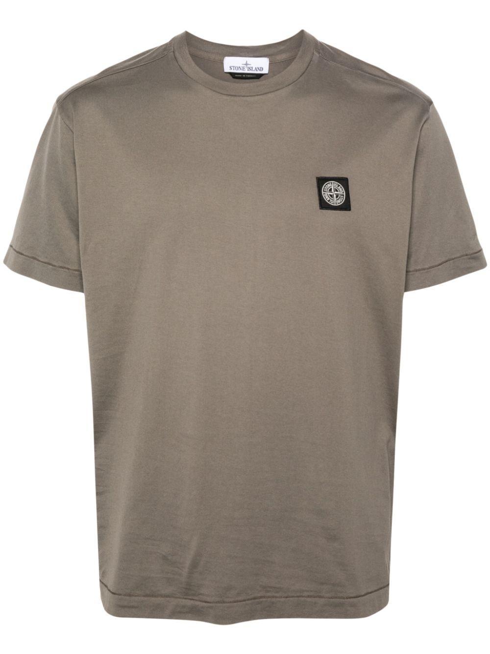 STONE ISLAND Compass-patch Cotton T-shirt In Grey Product Image