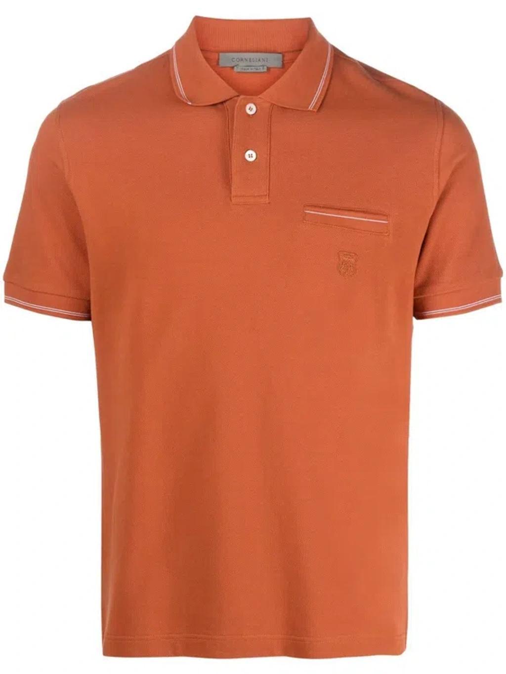 Short-sleeve Cotton Polo Shirt In Braun Product Image