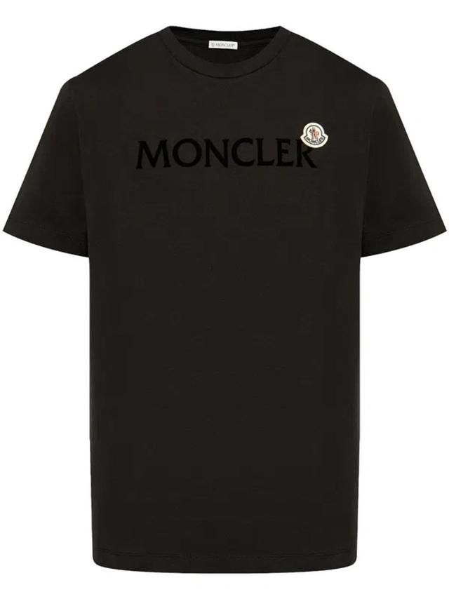 Flocked-logo Cotton T-shirt In Black Product Image