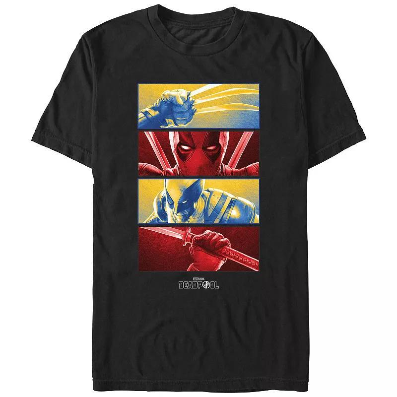 Mens Marvel Deadpool And Wolverine Close Ups Poster Graphic Tee Product Image