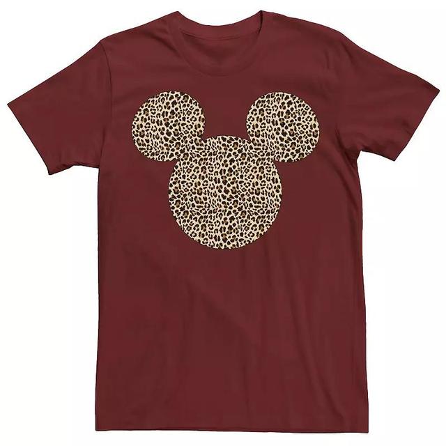 Disneys Mickey Mouse Mens Cheetah Print Silhouette Fill Tee Red Product Image