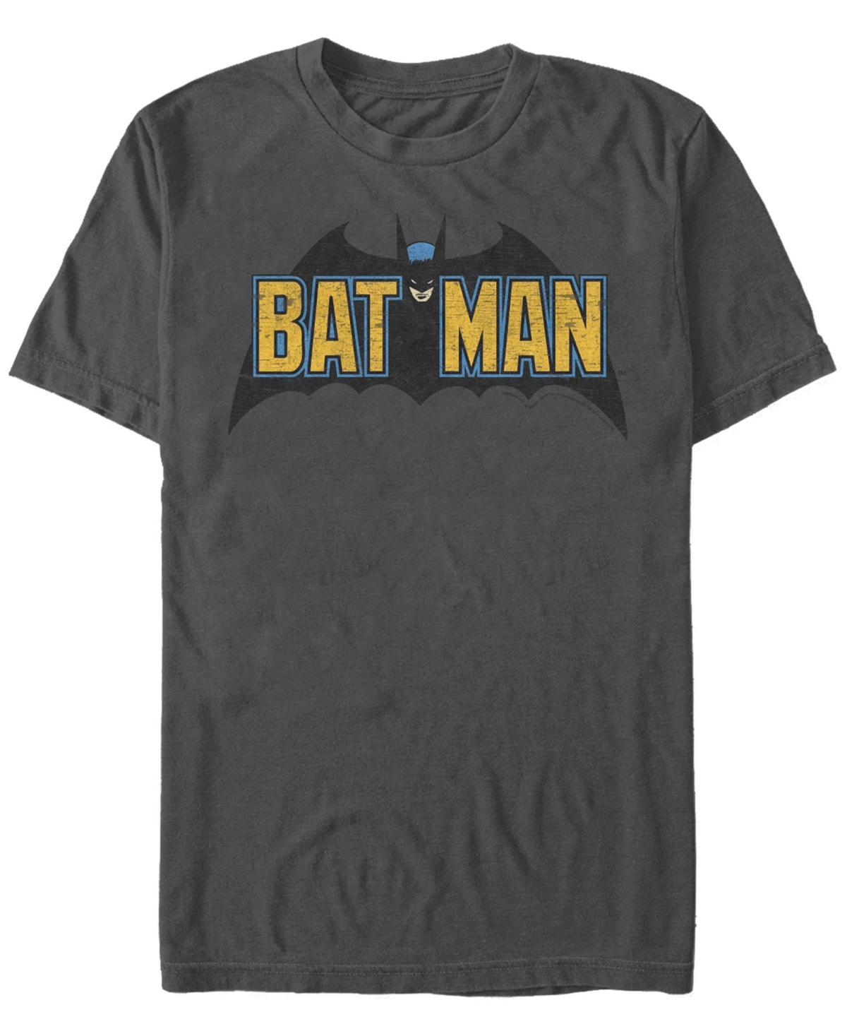 Mens DC Comics Batman Distressed Vintage Text Logo Tee Grey Heather Product Image