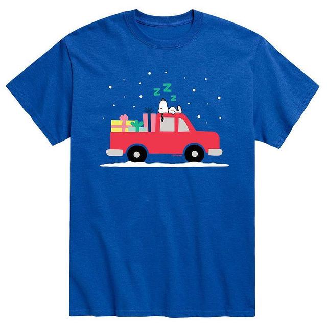 Mens Peanuts Holiday Truck Tee Med Blue Product Image