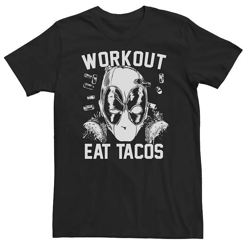 Big & Tall Tall Marvel Deadpool Work Out Eat Tacos Tee, Mens, Size: 3XL, Black Product Image