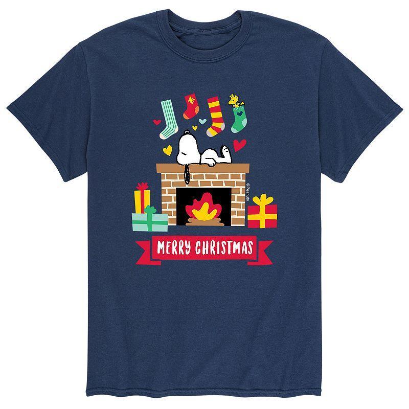 Mens Peanuts Merry Christmas Tee Blue Product Image