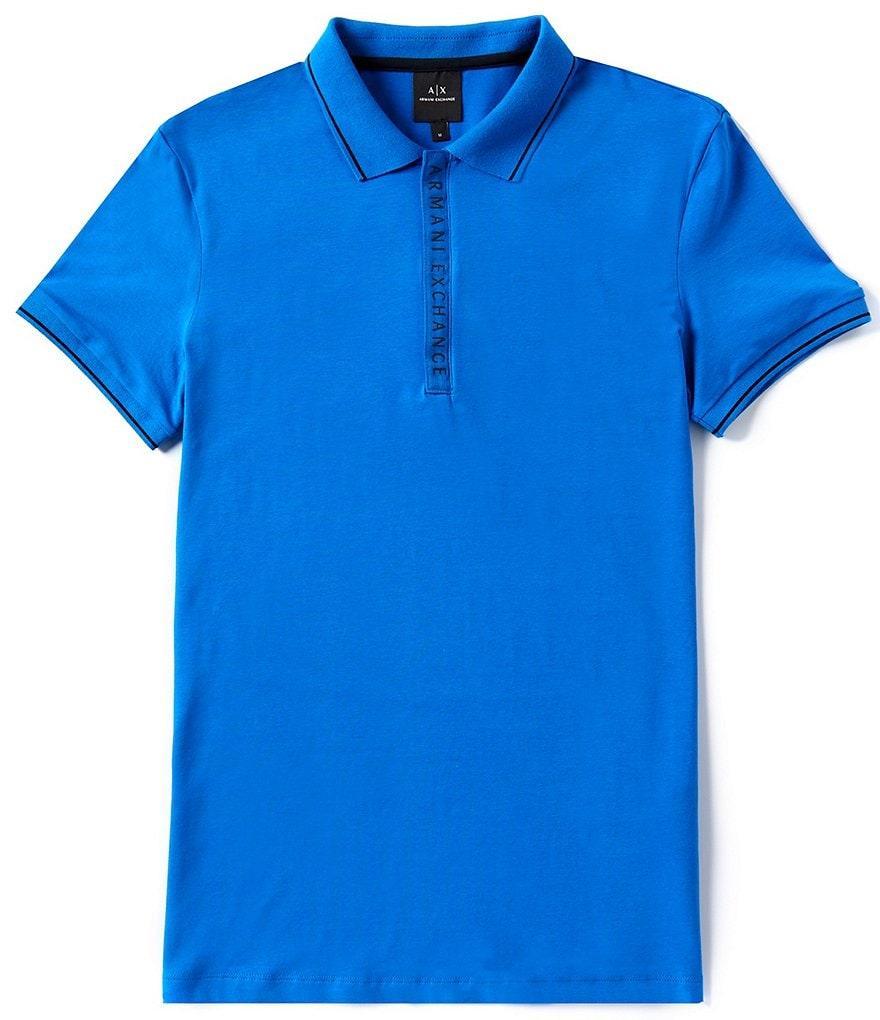 Armani Exchange Slim Fit Zipper Logo Short Sleeve Polo Shirt Product Image