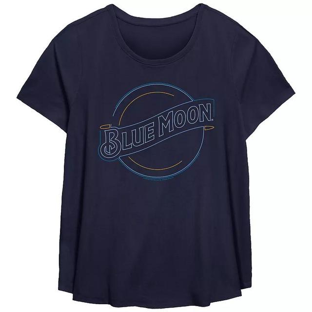 Plus Size Blue Moon Neon Lights Sign Flowy Graphic Tee, Womens Product Image