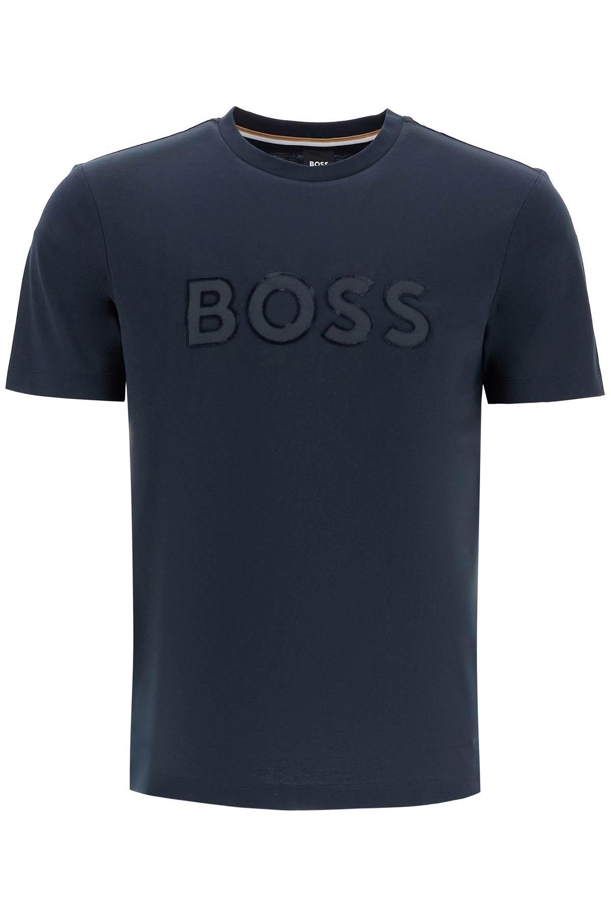 HUGO BOSS T Shirt Con Patch Logo In Blue Product Image