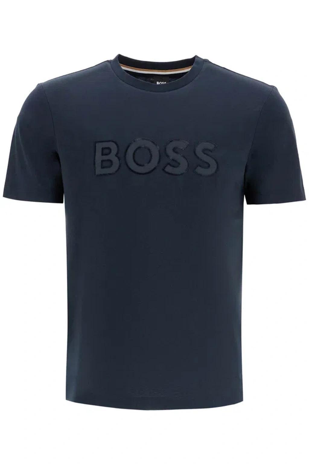 HUGO BOSS T Shirt Con Patch Logo In Blue Product Image