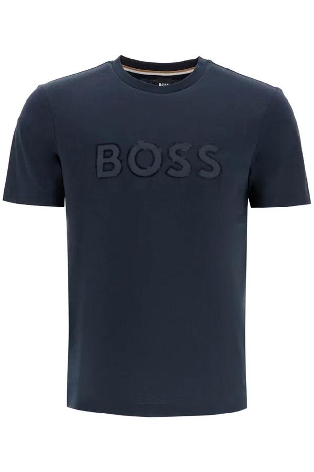 HUGO BOSS T Shirt Con Patch Logo In Blue Product Image