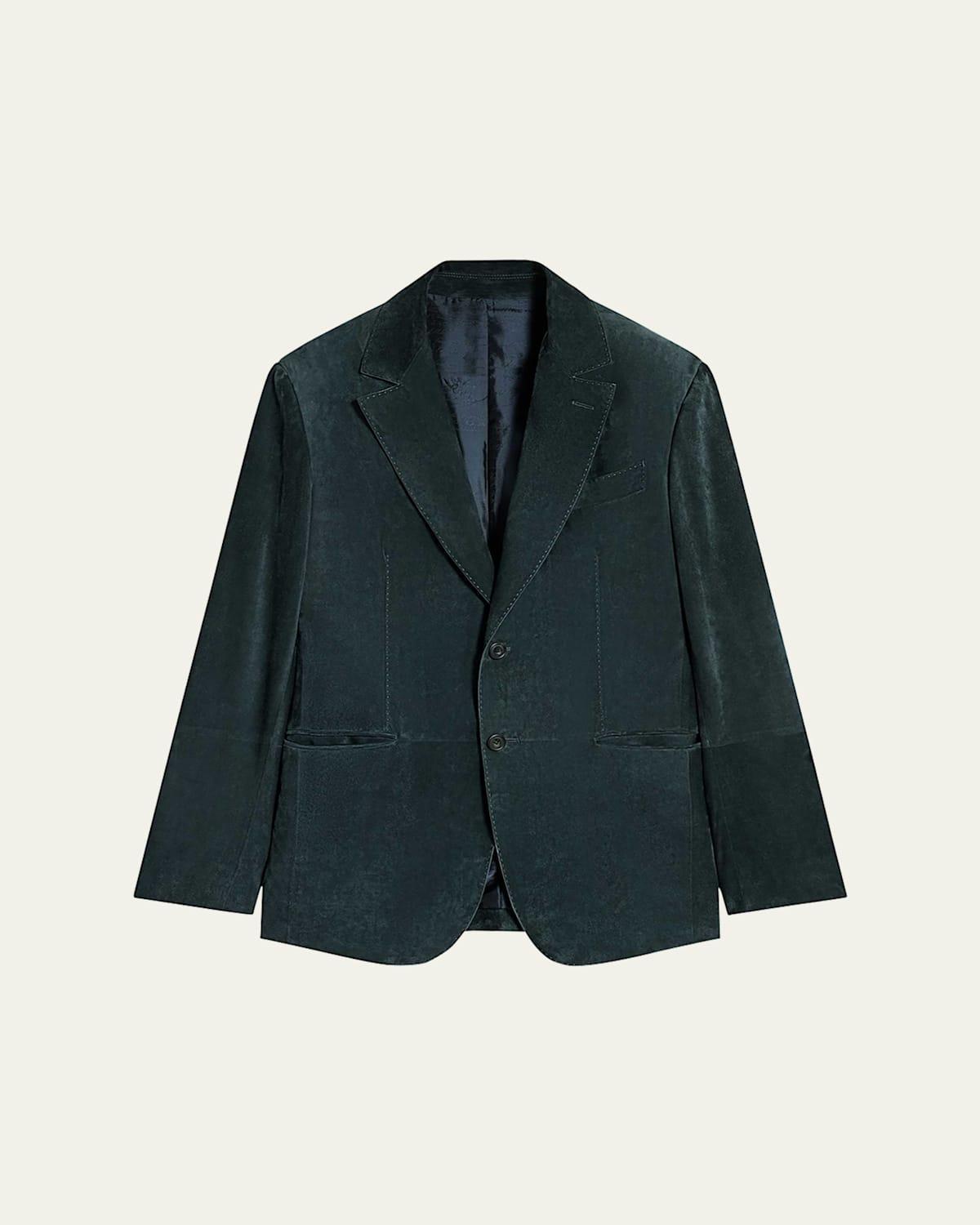 Mens Anthracite Suede Two-Button Blazer Jacket Product Image