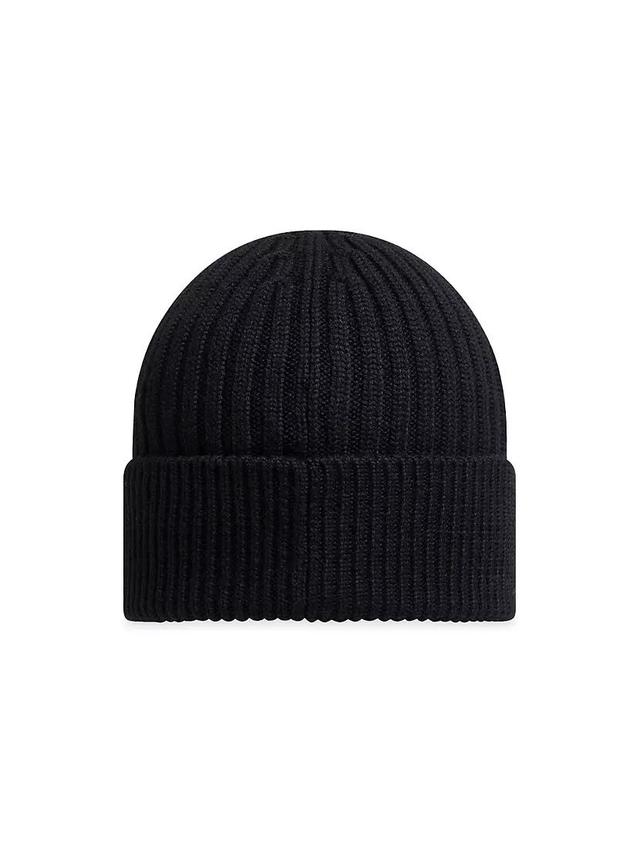 Logo Patch Wool Ribbed Knit Beanie Product Image