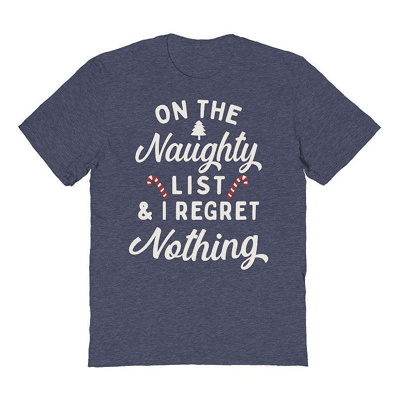 Mens On the Naughty List Graphic Tee, Womens Navy Grey Product Image