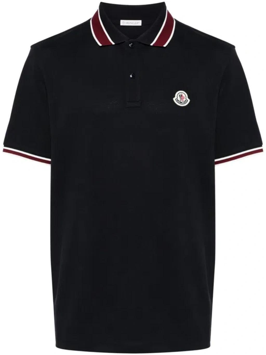 MONCLER Logo Cotton Piquet Polo Shirt In Blue product image