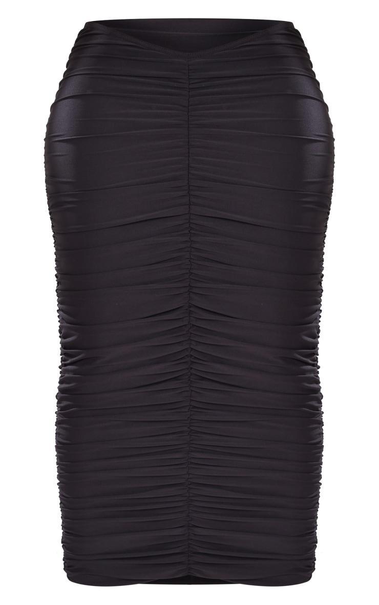 Shape Black Ruched Detail Midaxi Skirt Product Image