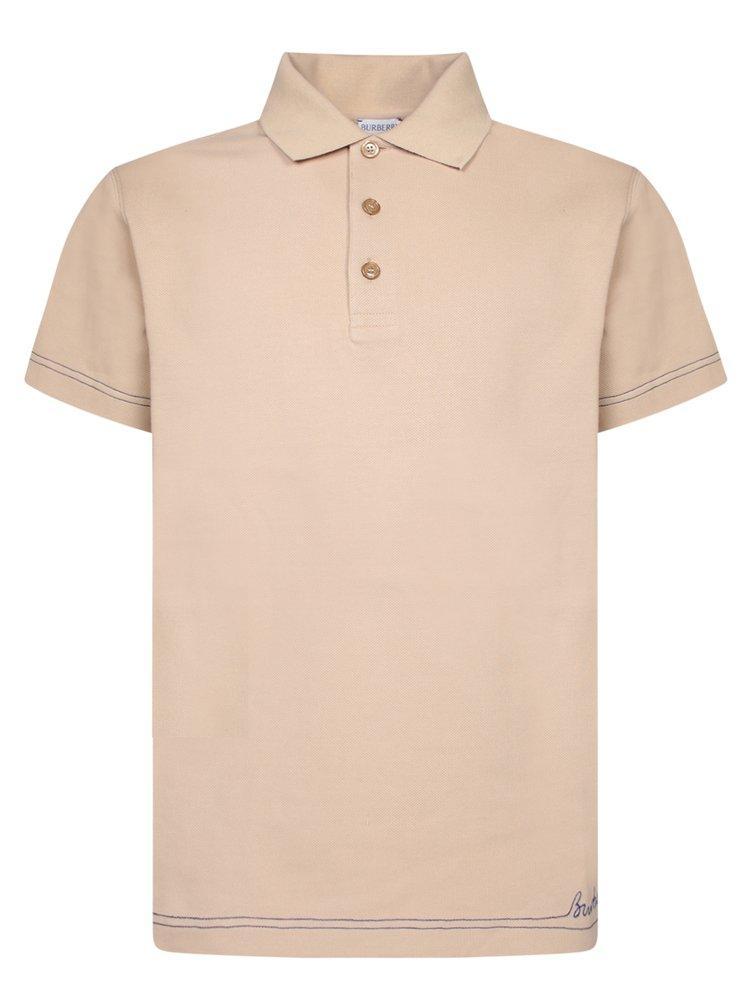 Short Sleeved Polo Shirt In Beige Product Image