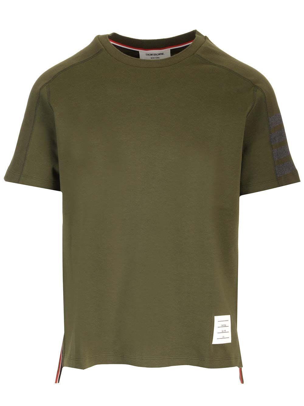 THOM BROWNE 4-bar Cotton Jersey T-shirt In Green Product Image