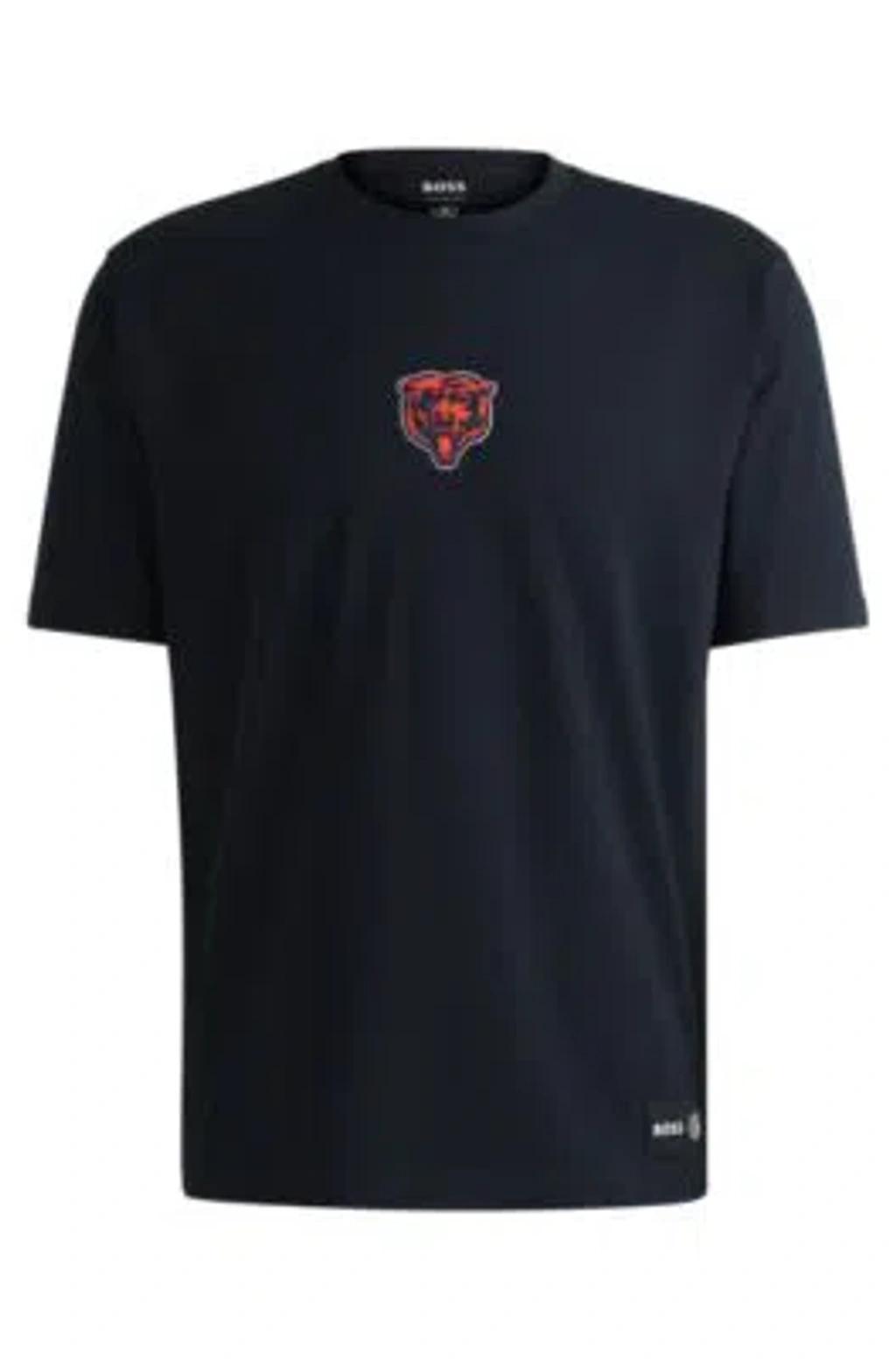 HUGO BOSS Boss X Nfl Stretch-cotton T-shirt With Special Branding In Bears Product Image