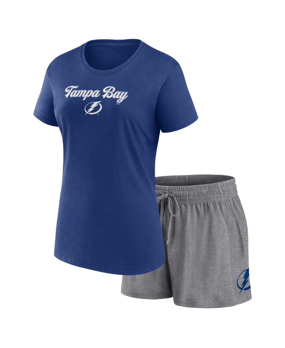 Womens Fanatics Blue Tampa Bay Lightning Script T-shirt and Shorts Set - Blue Product Image