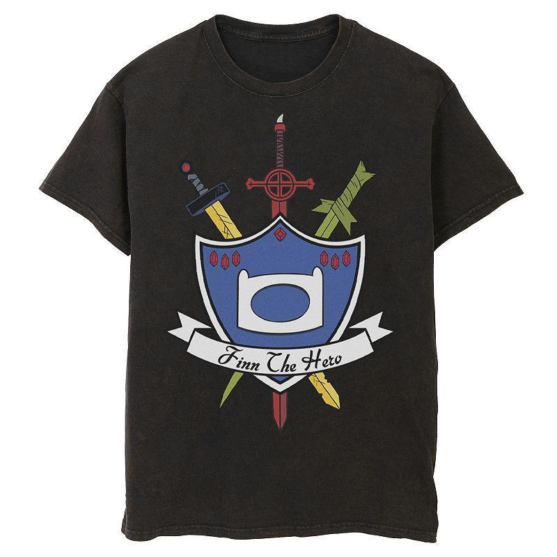 Mens Adventure Time Finn The Hero Sword And Shield Banner Tee Product Image