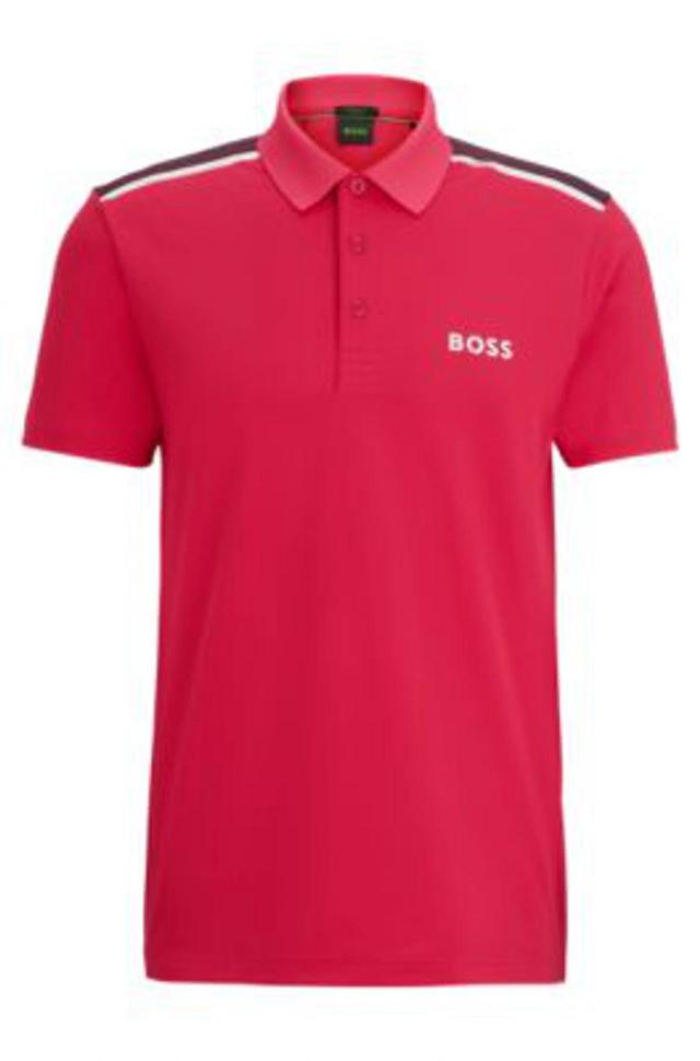 Performance-stretch Polo Shirt With Contrast Logo In Light Pink Product Image