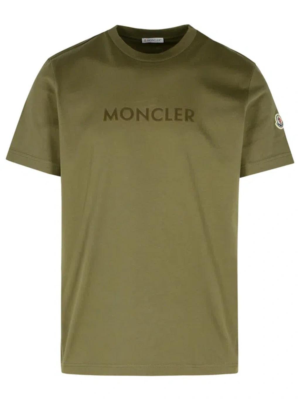 MONCLER Green Cotton T-shirt Product Image