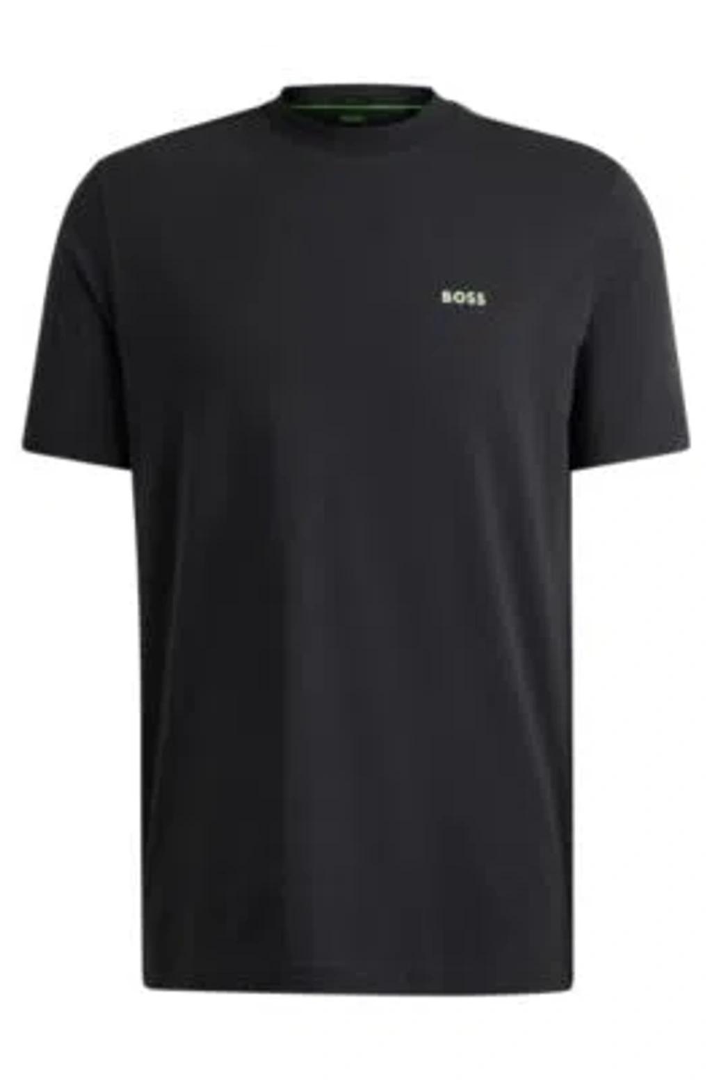 Stretch-cotton Regular-fit T-shirt With Contrast Logo In Anthracite Product Image