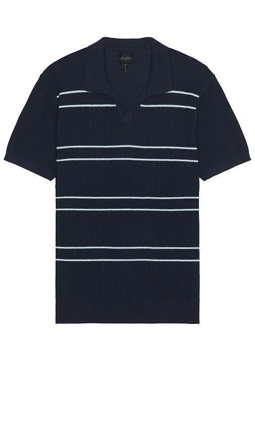 Good Man Brand Essex Short Sleeve Stripe Knit Shirt in Grey. Size L, M. Product Image