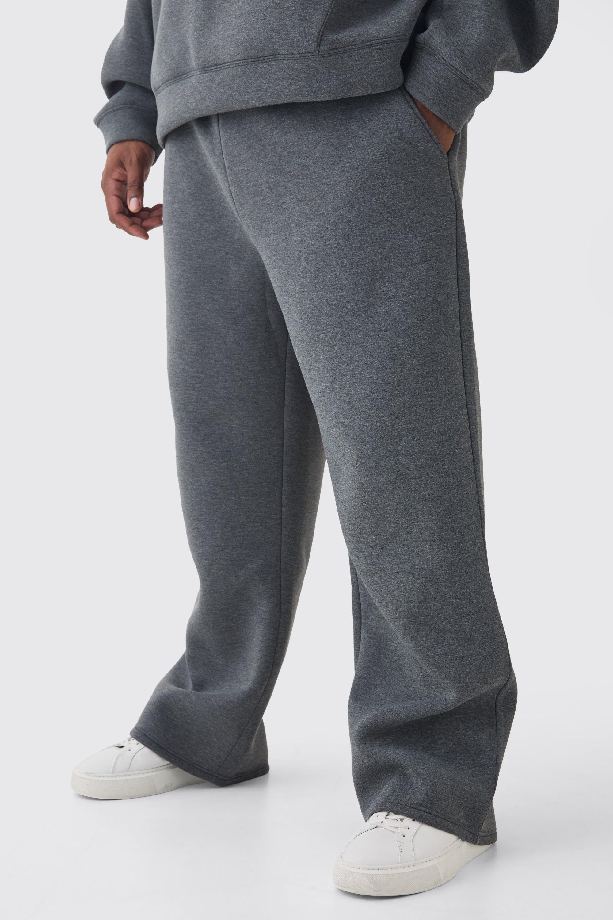 Mens Grey Plus Relaxed Fit Marl Scuba Joggers, Grey Product Image