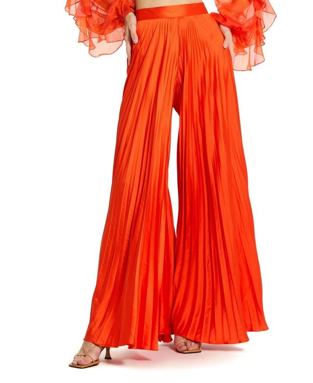 Womens Pleated Wide-Leg Pants Product Image