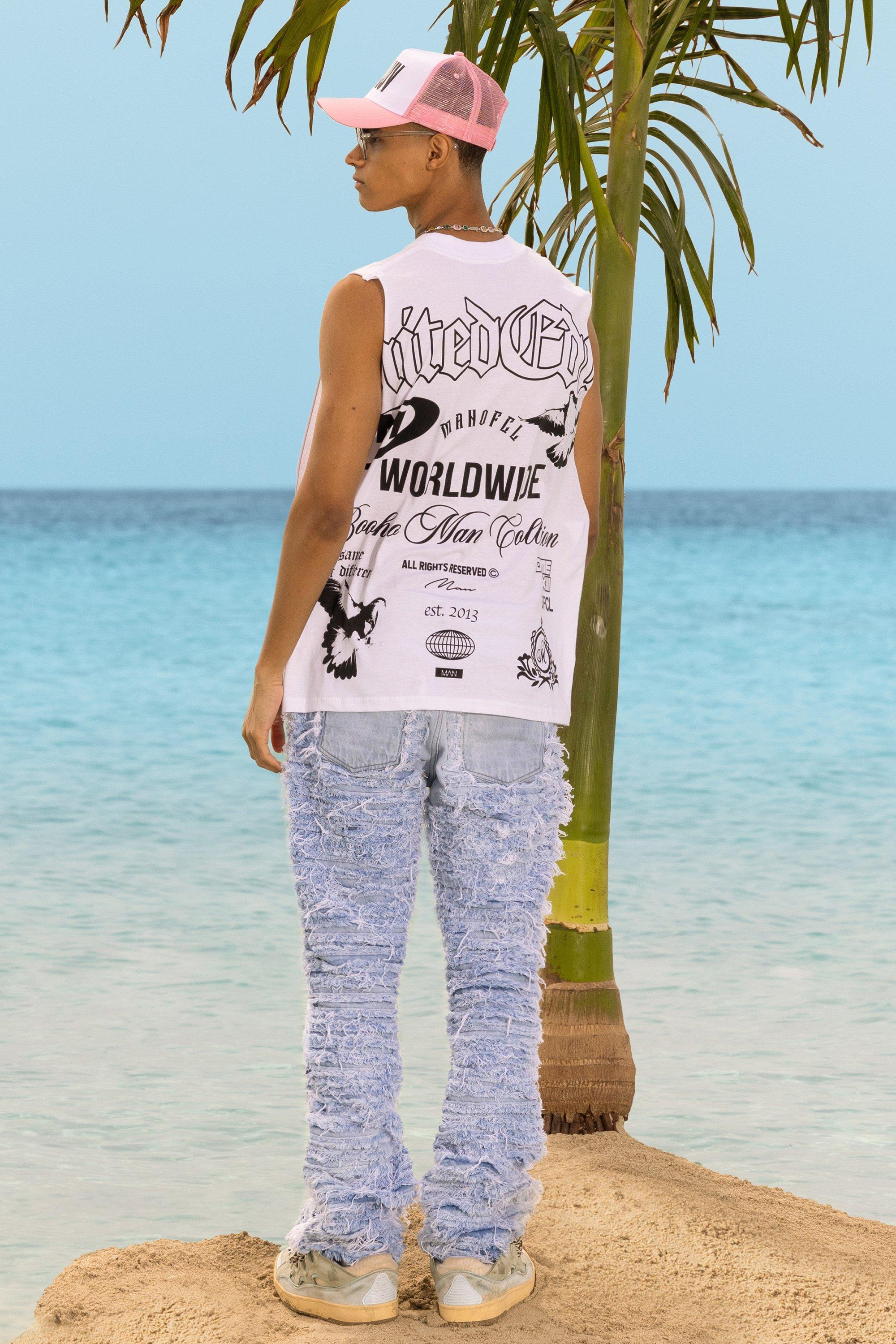 Oversized Large Scale Branded Tank | boohooMAN USA Product Image