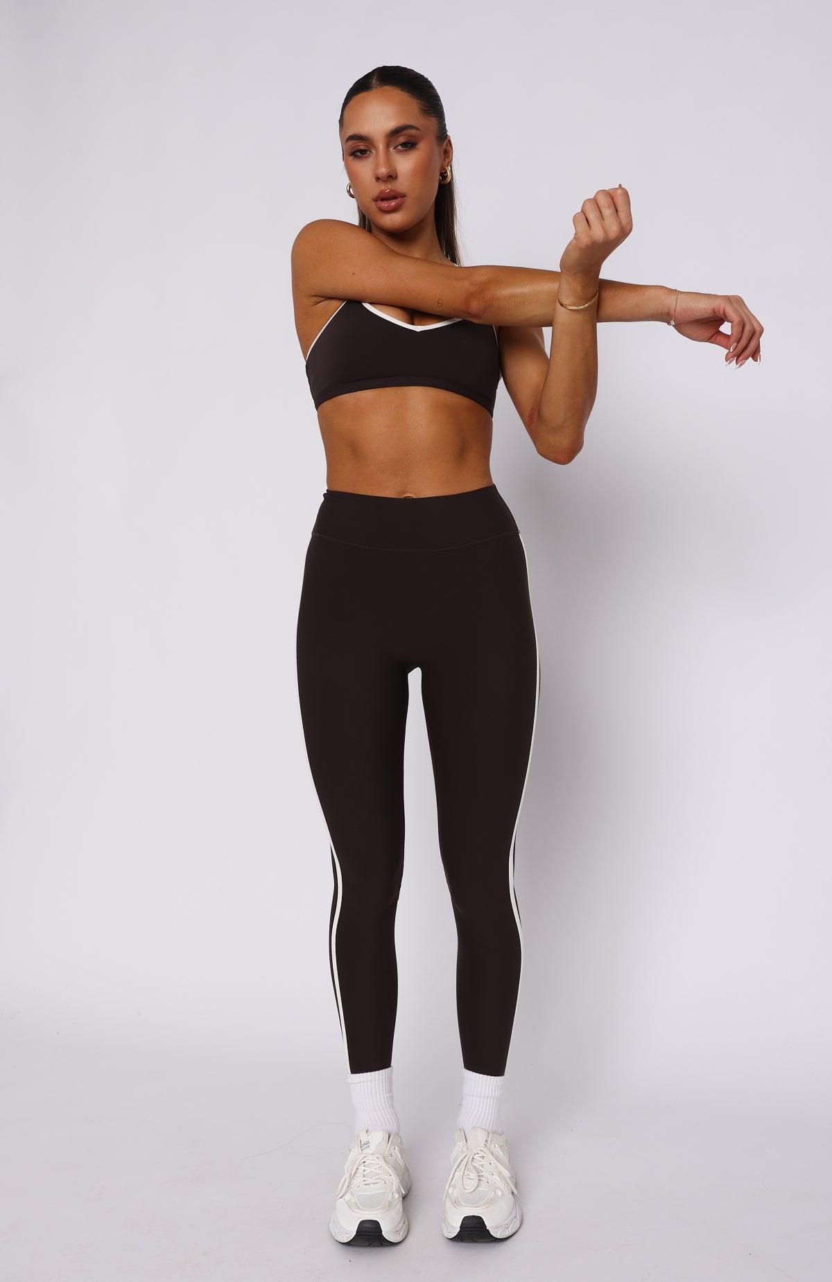 Core Workout High Waisted Leggings Espresso/Cream Product Image