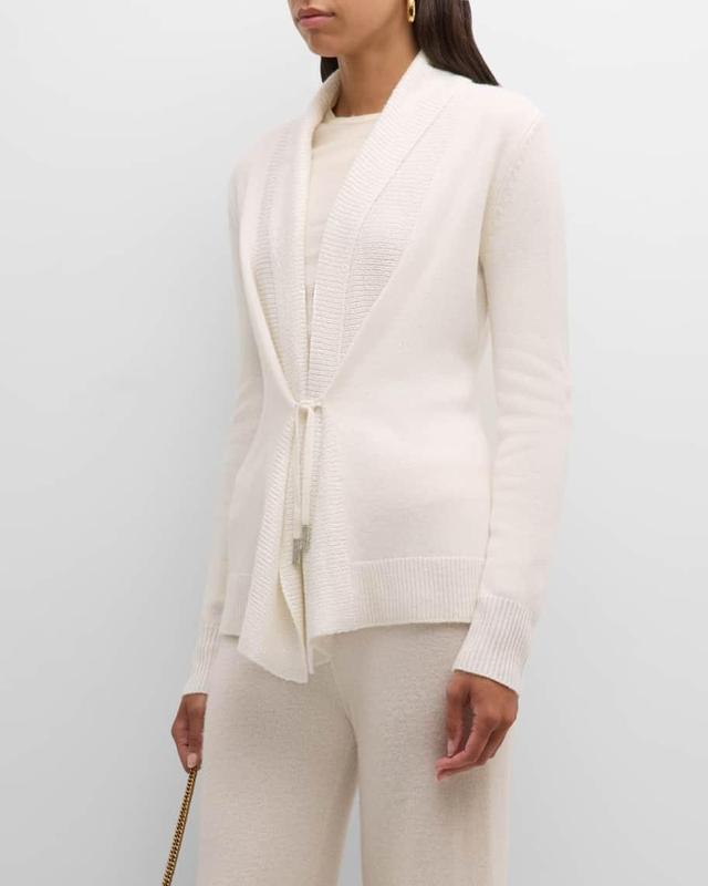 Cashmere Sequined Front Tie Cardigan Product Image