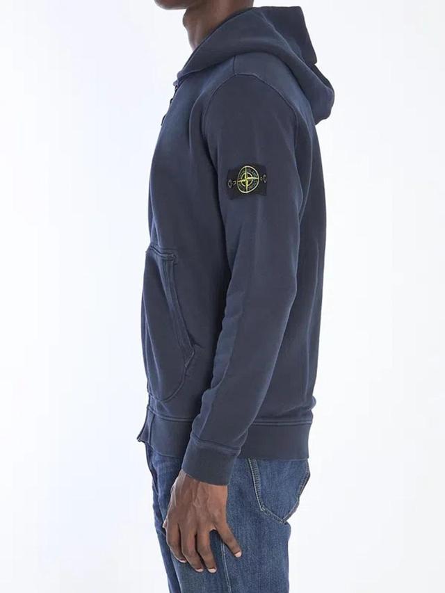 STONE ISLAND Zip-up Hoodie In Blue Product Image